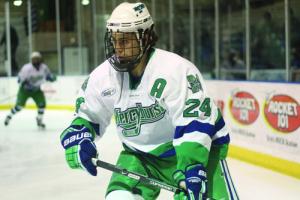 Mercyhurst College junior assistant captain Neil Graham made one of the Lakers’ two goals in their 4-2 loss to Bentley Universit